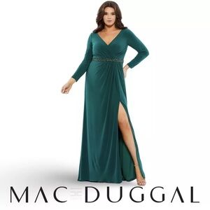 NWT Mac Duggal Women's Green Evening Gown 20W